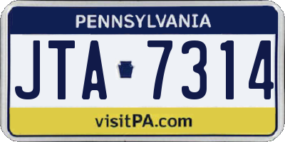 PA license plate JTA7314
