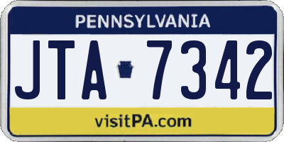 PA license plate JTA7342