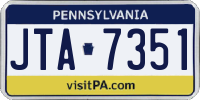 PA license plate JTA7351