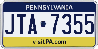 PA license plate JTA7355