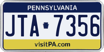 PA license plate JTA7356