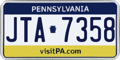 PA license plate JTA7358