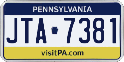 PA license plate JTA7381