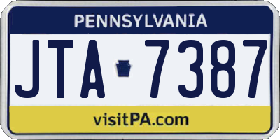 PA license plate JTA7387