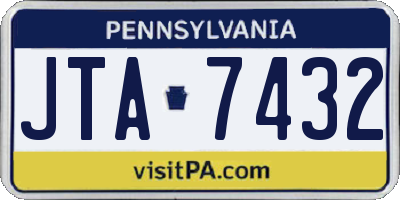 PA license plate JTA7432