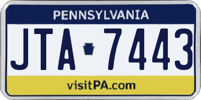 PA license plate JTA7443