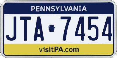 PA license plate JTA7454