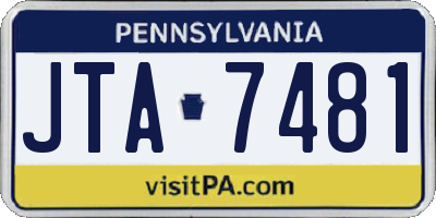 PA license plate JTA7481