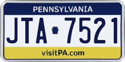 PA license plate JTA7521