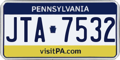 PA license plate JTA7532