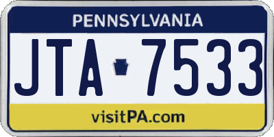 PA license plate JTA7533