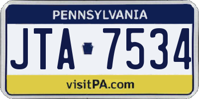 PA license plate JTA7534