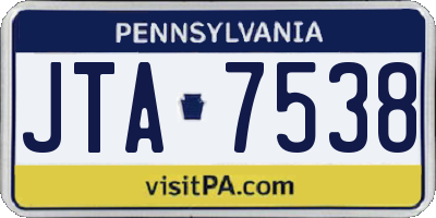 PA license plate JTA7538
