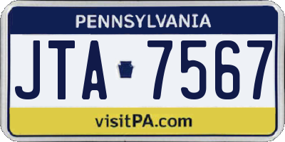 PA license plate JTA7567
