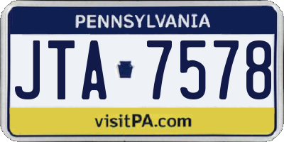 PA license plate JTA7578