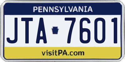PA license plate JTA7601