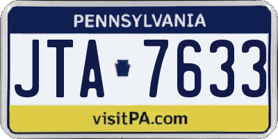 PA license plate JTA7633