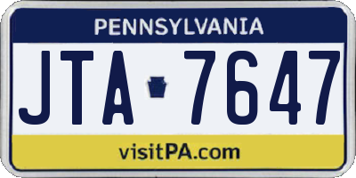 PA license plate JTA7647