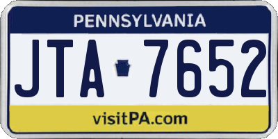 PA license plate JTA7652