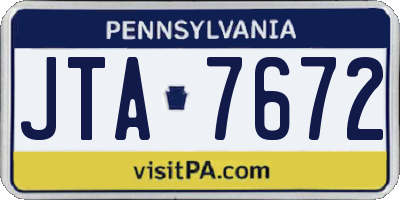 PA license plate JTA7672