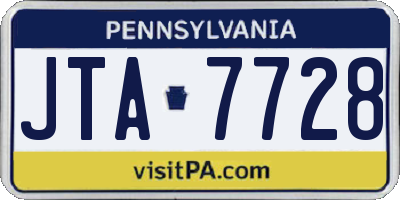 PA license plate JTA7728