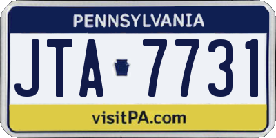 PA license plate JTA7731