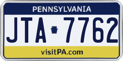 PA license plate JTA7762