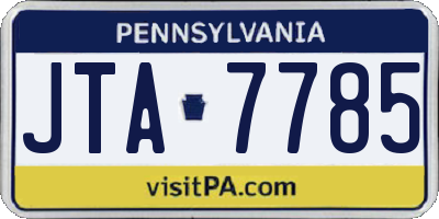 PA license plate JTA7785