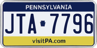 PA license plate JTA7796