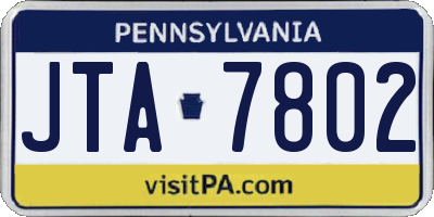 PA license plate JTA7802