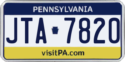 PA license plate JTA7820