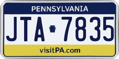 PA license plate JTA7835