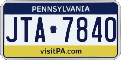PA license plate JTA7840