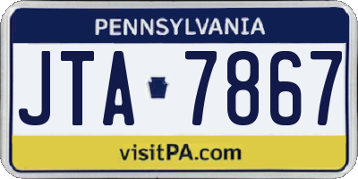 PA license plate JTA7867