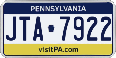 PA license plate JTA7922