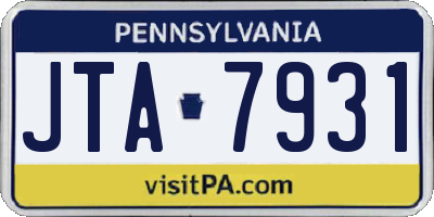 PA license plate JTA7931