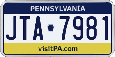 PA license plate JTA7981
