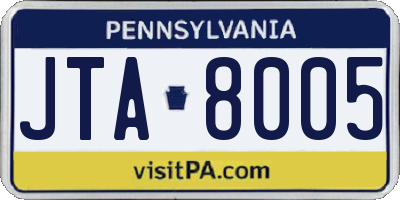 PA license plate JTA8005