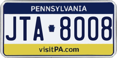 PA license plate JTA8008