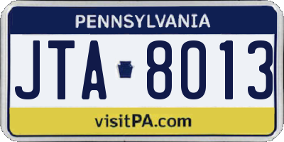 PA license plate JTA8013