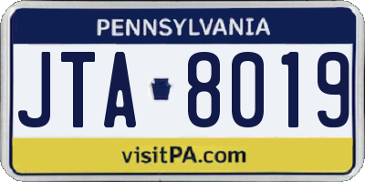 PA license plate JTA8019
