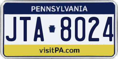 PA license plate JTA8024