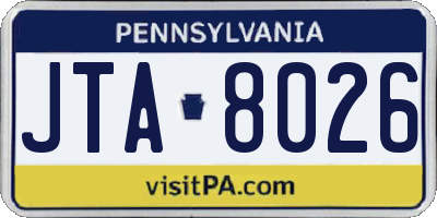 PA license plate JTA8026
