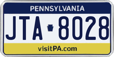 PA license plate JTA8028
