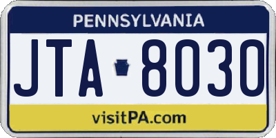 PA license plate JTA8030