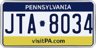PA license plate JTA8034