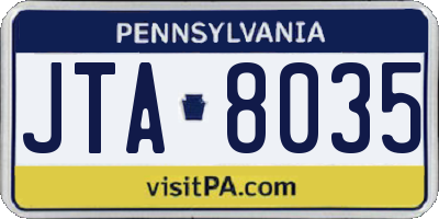 PA license plate JTA8035