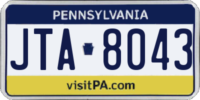 PA license plate JTA8043
