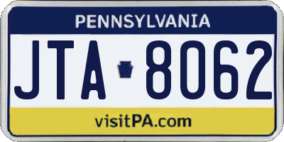 PA license plate JTA8062