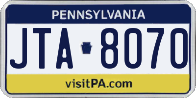 PA license plate JTA8070
